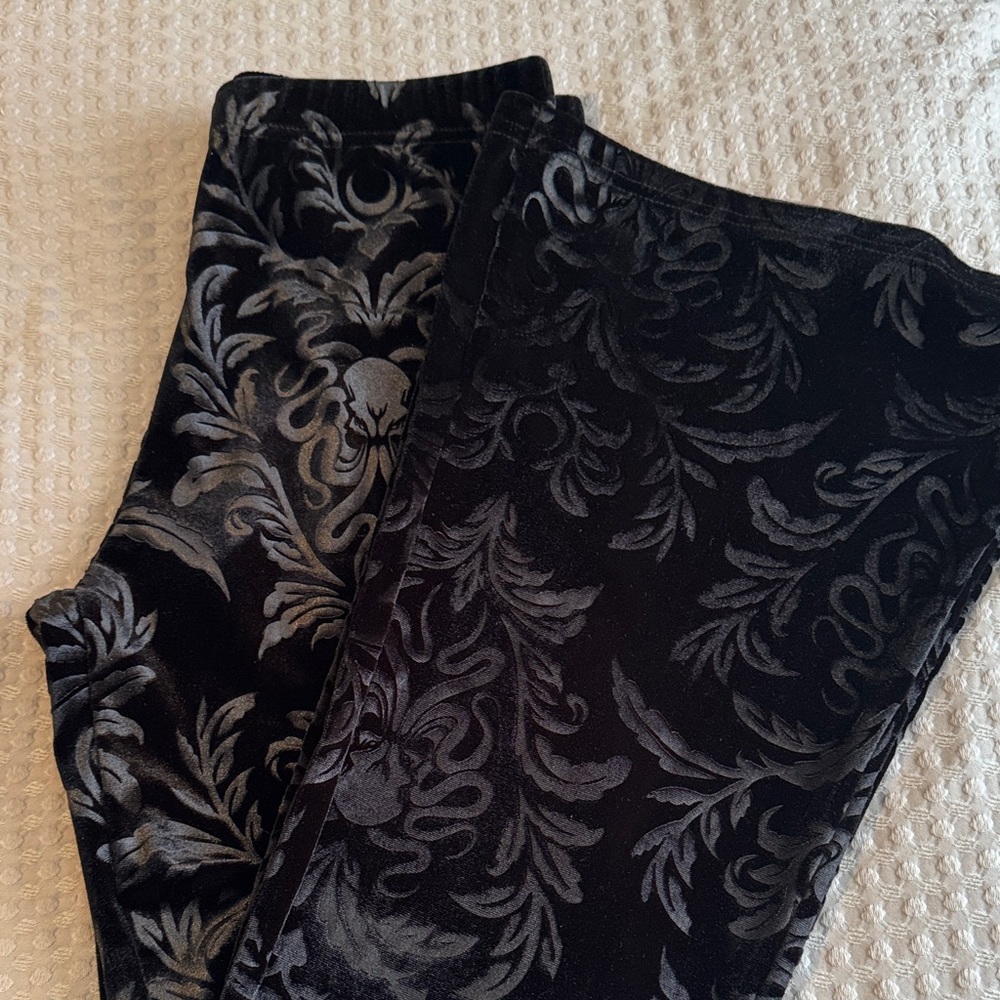Black Velvet Patterned Pants